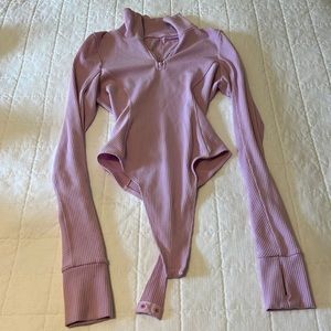 ALO pink long sleeve bodysuit